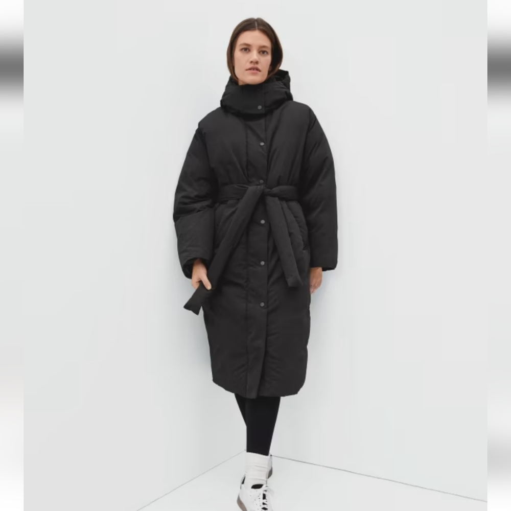 Everlane The Duvet Puffer Jacket Black Size XS Women Belted